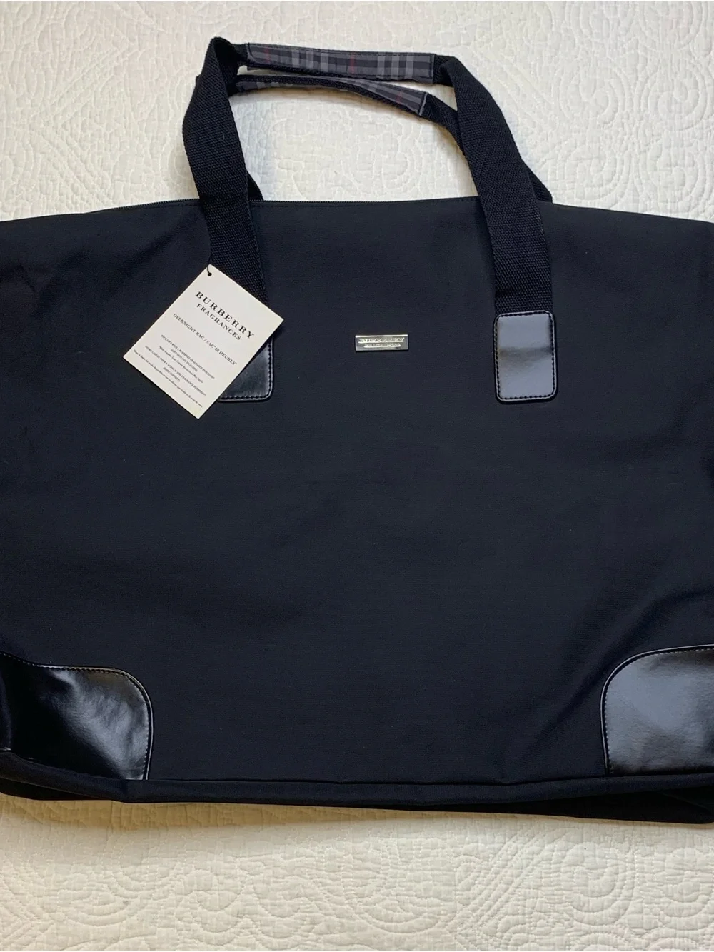 Authentic Burberry Fragrance Black Nylon Weekend Overnight Bag